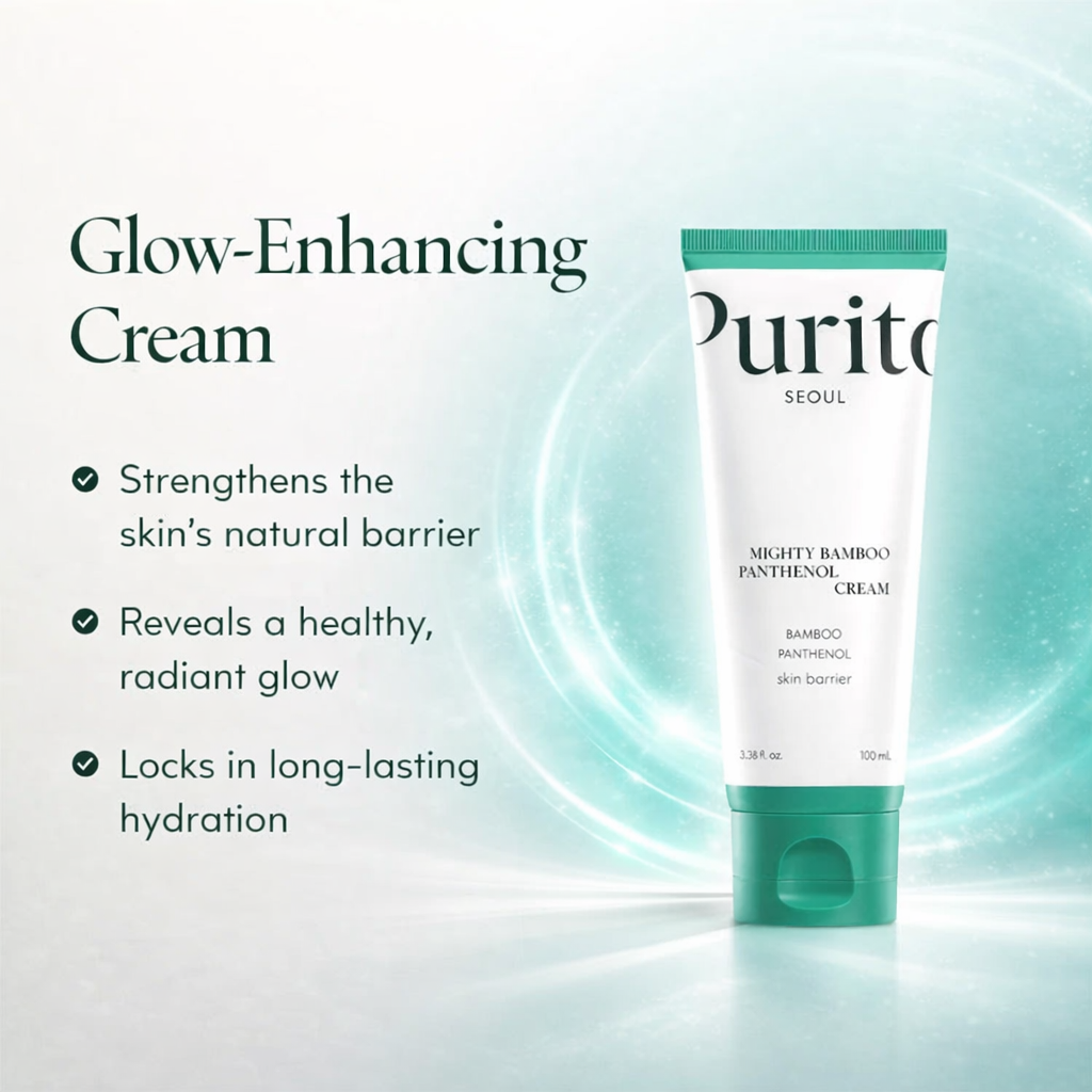 Purito Bamboo Essence Cream Soothing Moisturizing Repair Skin Barrier Minimizing Fine Lines Panthenol Intensive Facial Care